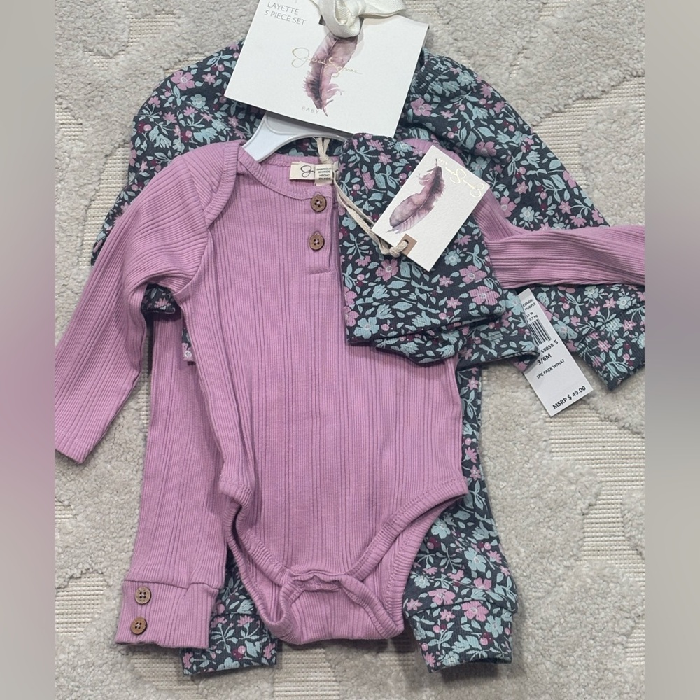 Jessica Simpson Lavender and Floral Bodysuit Set